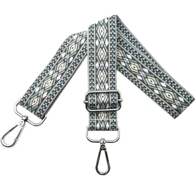 Afbeelding van Verstelbare schouderriem voor dames, draagriem, tassenriem om te wisselen, tasriem breed 3,8 cm met zilveren karabijnhaak, schoudertas, handtassen, lichtblauw, N9