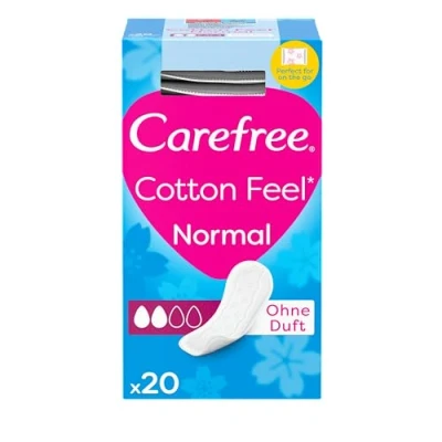 Afbeelding van Carefree Katoenen ongeparfumeerde inlegkruisjes (1x pak van 20), extra zacht gevoel en 100% ademende voor vrouwen met katoenextract, frisse comfortabele dagelijkse