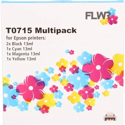 Afbeelding van FLWR Epson T0715 multipack zwart &amp; kleur Geschikt voor