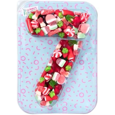 Afbeelding van Snoep Verjaardag Kind Nº7 Candy Snoeptaart Lekker en Perfect Voor Verjaardagen, Kindersnacks Feestdecoraties Zure Snoepbox Ideaal als Cadeau 500g