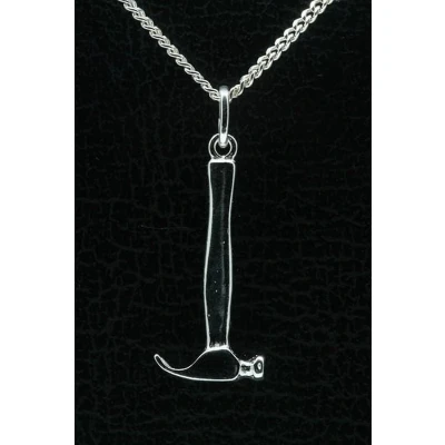 Afbeelding van Zilveren Hamer glad ketting hanger groot