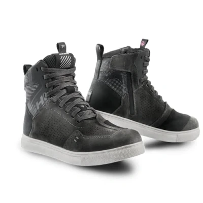 Afbeelding van SHIMA REBEL 2.0 Motorschoenen voor heren, leer, geventileerde motorlaarzen, beschermers, sneakers, antislipzool, enkelsteun, ritssluiting aan de zijkant, dames, geventileerd grijs, 39