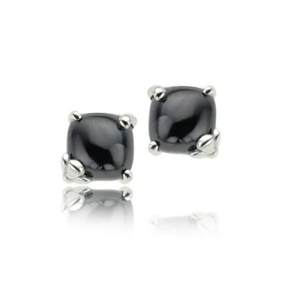 Afbeelding van Orphelia Oorbel Black Cabuchon Zirconium Sterling Zilver 925