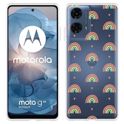 Afbeelding van Cazy Hoesje geschikt voor Motorola Moto G04/G04s/G24/G24 Power Regenboog Patroon