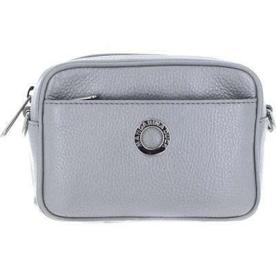 Afbeelding van MANDARINA DUCK Leren Schoudertas Gordeltas Mellow Lux Camera Bag Snow Zilverkleurig