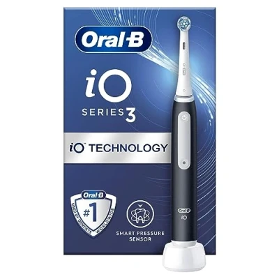 Afbeelding van Oral B iO3 elektrische tandenborstels volwassenen, Moederdag geschenken voor haar/hem, 1 tandenborstelkop, 3 modi met tanden bleken, 2 Pin UK Plug, zwart