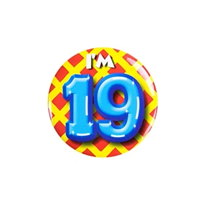 Afbeelding van Paper Dreams Button I&#039;m 19 Staal 5,5 Cm Geel/rood/blauw