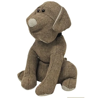Afbeelding van Riva Paoletti Herringbone Dog Deurstop Grijs Zware Zandvulling Polyester en Acryl 17 x 18 30cm (7&quot; 7&quot; 12&quot; inch) Ontworpen in het Verenigd Koninkrijk