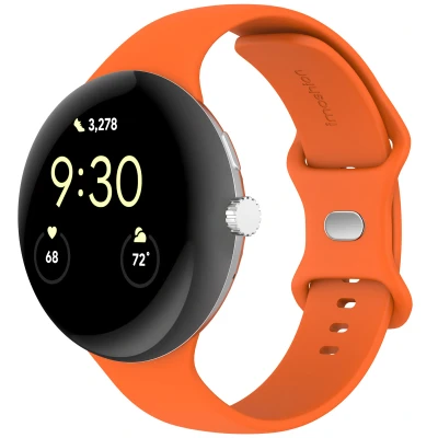 Afbeelding van imoshion Bandje Geschikt voor Google Pixel Watch 3 45 mm Maat S Oranje Siliconen band zilver knoopje