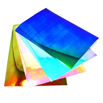 Afbeelding van 4 x DIN A4 vel set knutselfolie flipflop chroom hologram kameleon effectfolie kunstenaarsfolie plotterfolie knutselen DIY (gekleurd, delige mix)
