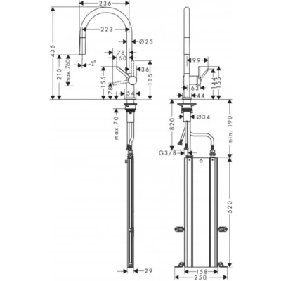 Afbeelding van hansgrohe Talis M54 1 grip keukenkraan 210, met uittrekbare uitloop, 1jet, sBox Mat Zwart, 72803670