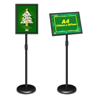 Afbeelding van Mutualsign A4 Tekenhouder Stand Verstelbare Poster Display Stand, Aluminium Menu Floor Stands Vervangbare Reclame met Stabiele Base (zwart)