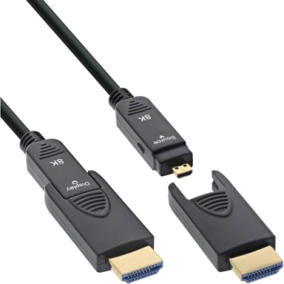 Afbeelding van InLine HDMI AOC kabel, Ultra High Speed 8K4K, zwart, 10m (50 m, HDMI), Videokabel