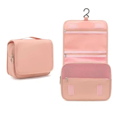 Afbeelding van Kono Reizen hangende toilettas voor dames en heren, waterdichte multifunctionele toiletartikelen, make up uptassen met ophanghaak, uptas volledige container, Naakt, Klassiek,