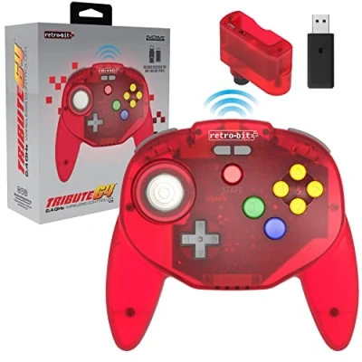 Afbeelding van Tribute 64 2.4 GHz Wireless Controller V2 (Red) (Retro bit)