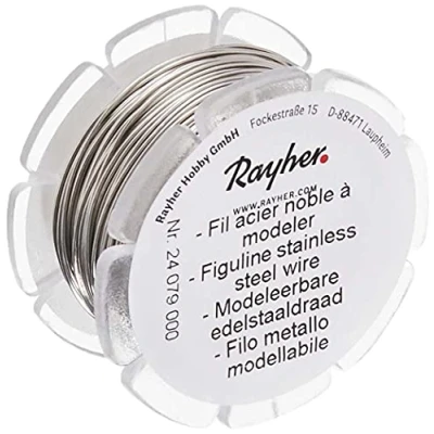 Afbeelding van RAYHER HOBBY 24079000 roestvrij staaldraad, modelleerdraad, 0,5 mmø, spoel 10 m, voor het knutselen en modelleren van sieraden, draadsculpturen,