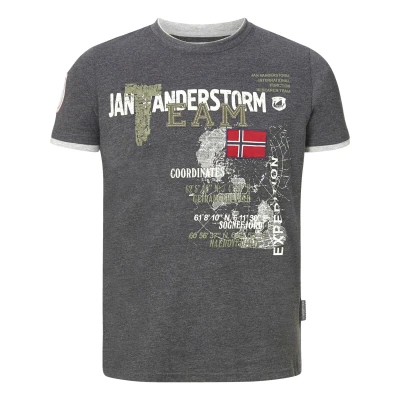 Afbeelding van Jan Vanderstorm T shirt Plus Size SÖLVE met printopdruk grijs