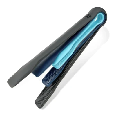 Afbeelding van Tasty Serveertang, set van 3, keukentang, hittebestendig, draaien, barbecue en saladetang, plastic tang, keukengerei, afmetingen, klein, medium, groot, kleur, blauw, lichtblauw, grijs