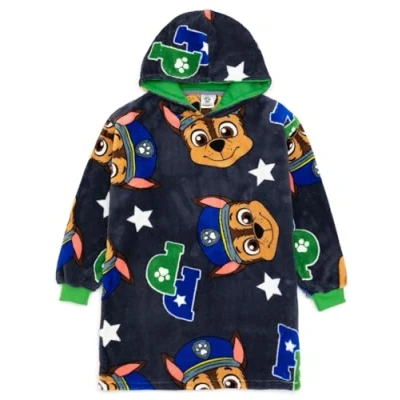 Afbeelding van PAW Patrol Jongens Oversized Deken Hoodie Kids Girls Chase Police Rescue Animal Cartoon Grijs Vuddie Twee maten fleece groene manchetten trui