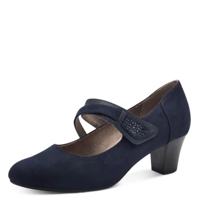 Afbeelding van Jana Mary Jane Vegan damespumps met riem, donkerblauw, 39 EU