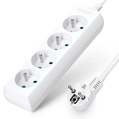 Afbeelding van Aigostar Stekkerdoos 4 voudig 16A 2P + E tafelstopcontact kinderbeveiliging 3 m kabel, wit