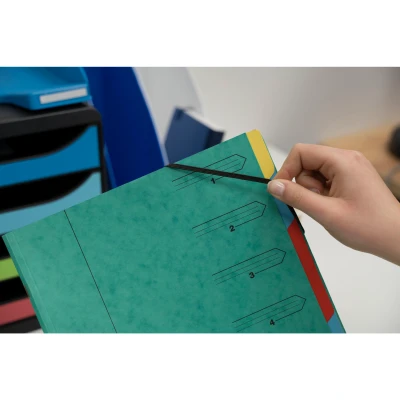 Afbeelding van Exacompta Ref. 54079E 1 Sorteermap met vaste rug en elastosluiting Omslag in bedrukte glanskarton binnenin gerecycleerd karton 7 vakken afmeting 24,5x32cm voor A4 Kleur: geel