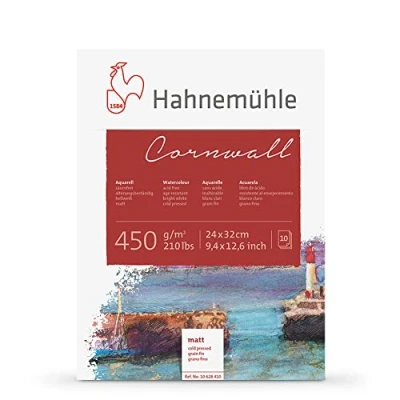 Afbeelding van Hahnemühle 4 zijdig gelijmd blok Cornwall 24x32cm 450g/m² 10 vellen fijne korrel