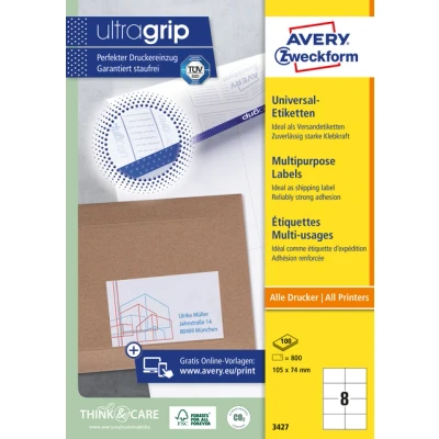 Afbeelding van Etiket Avery Zweckform 3427 105x74mm wit 800stuks