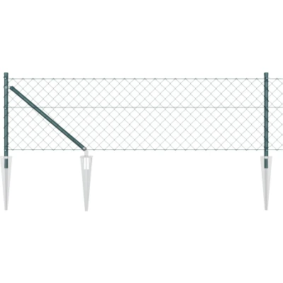 Afbeelding van vidaXL Kettinghek met 13 Spike palen 0.6x25 m Gegalvaniseerd staal