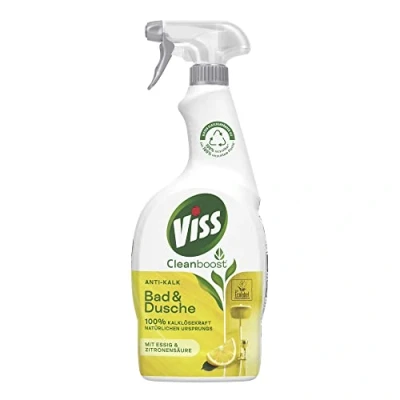 Afbeelding van Viss Cleanboost Reinigingsspray voor badkamer en douche, anti kalk, citrusreinigingsmiddel stralende glans, met 100% kalkoploskracht, natuurlijke oorsprong, 750 ml