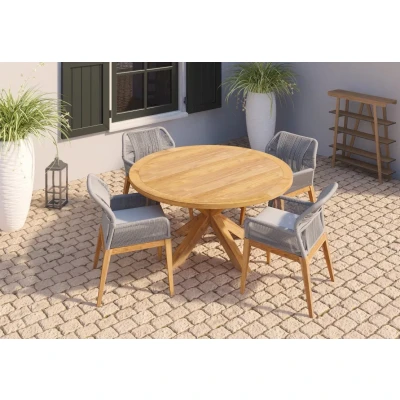 Afbeelding van Teak tuintafel rond Tuindeco