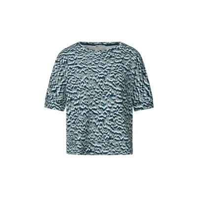 Afbeelding van Street One Gemustertes Batwing Tshirt print, Dames, Maat: 40, Blau