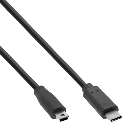 Afbeelding van USB Mini B naar C kabel USB2.0 tot 1A / zwart 5 meter