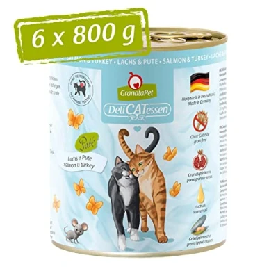 Afbeelding van GranataPet DeliCATessen Zalm &amp; Turkije Nat Kat Voedsel 6 Blikjes van 800 g