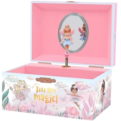 Afbeelding van Muzikale Fee Sieradendoos voor Meisjes met Spinning Fee, Prinses Cadeaus Kleine Meisjes, Sieradendozen Kinderen van 3 10 jaar. 15,2 x 11,8 8,9 cm