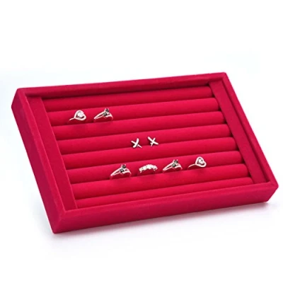 Afbeelding van Yosoo Velours interieur Suede Sieraden Oorbellen Ringen Manchetknoop Display Organizer Box Tray Houder Case Slits Opslag Gift (Rose Red)