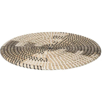 Afbeelding van Secret de Gourmet Placemat rond riet set van 2 Dia 35 cm Onderlegger Zwart met naturel