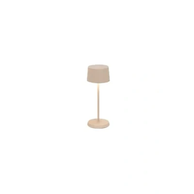 Afbeelding van Zafferano, Olivia Micro Lamp, Snoerloze, Oplaadbare Tafellamp met Touch Control, voor Binnen en Buiten, Dimmer, 2200 3000 K, Hoogte 20 cm, Kleur Zand