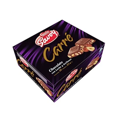Afbeelding van SAVOY CARRÉ Mini Hazelnoten Melkchocolade en 16 Stuks van 25 g/SAVOY Avellanas Chocolate con Leche y Unidades de g