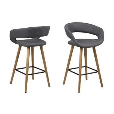 Afbeelding van AC Design Furniture Counterstuhl Jack, B: 55 x D: 46 H: 88,5 cm, stof, grijs