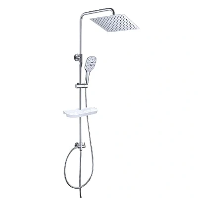 Afbeelding van JOHO Douchesysteem Regendouche Badkamer Douchekolom voor Badkuip met Handdouche en Hoofddouche, Roestvrij Staal Doucheset Doucheplank 25x25cm