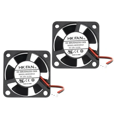 Afbeelding van 2 pack 30mm x 10mm 3010 12V DC borstelloze koelventilator, dubbel kogellagersysteem, 2pin