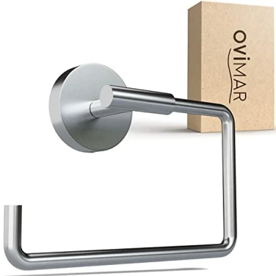 Afbeelding van ovimar Toiletrolhouder Sejero voor boorgat zilver in roestvrij staal zonder deksel met zacht sluitmechanisme