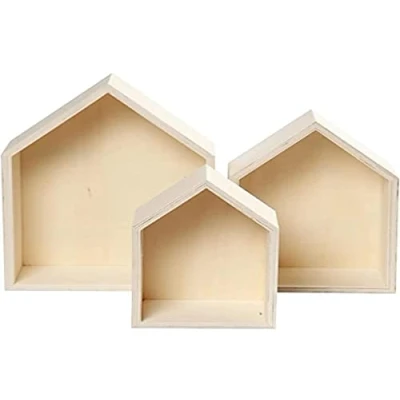 Afbeelding van Creativ Company Houten Huisjes met Ophanghaak, 3st.