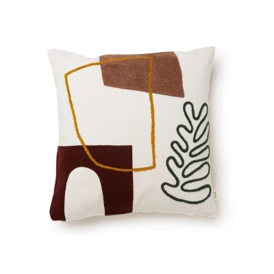 Afbeelding van Ferm LIVING Mirage Cushion Leaf sierkussen 50 x cm Gebroken wit