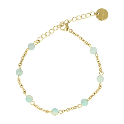 Afbeelding van Minimalistische goudkleurige schakelarmband Met Amazonite Zomerse armband kleine Amazoniet edelstenen luxe cadeauverpakking