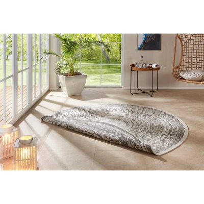 Afbeelding van Rond Binnen &amp; Buiten Tapijt/Vloerkleed Rosica Grijs/crème 200 Cm