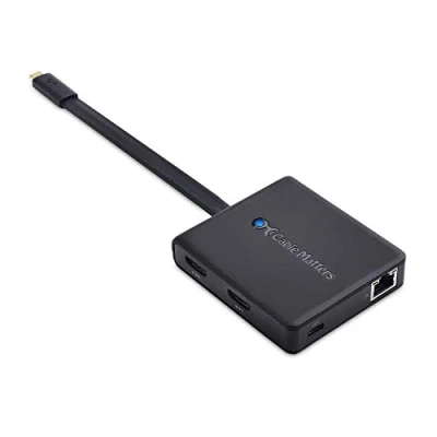 Afbeelding van Cable Matters Dual Monitor USB C Hub (USB Dock) met 2x 4K HDMI, 2.0, 480 Mbps Ethernet en 100W opladen Thunderbolt 3 poorts compatibel voor Windows