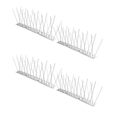 Afbeelding van QWORK® 4 stks x 25 cm roestvrijstalen duif spikes afschrikkende bescherming voor het dak balkon serre, 1 meter totale lengte