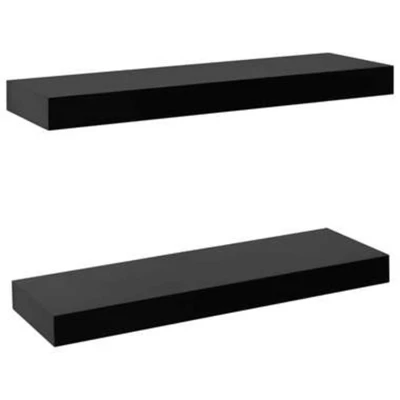 Afbeelding van Wandplanken zwevend 2 st 40x20x3,8 cm zwart